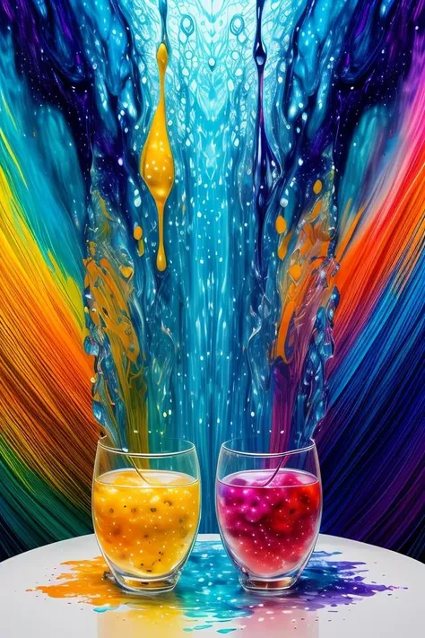 (flat color:1.1),(colorful:1.3),(masterpiece:1.2), best quality, masterpiece, original, extremely detailed wallpaper, looking at viewer,Abstract, 8K, photo shot from front, mid-body portrait, highly-detailed,
lots of delicious tropical fruits with drops of moisture on table, a lot of details,floating colorful water,, mysterious expression, in a modern and abstract setting, with bold and colorful abstract art, blurred background, bright lighting,<lora:add_detail:0.5>,<lora:more_details:0.25>,<lora:FantasyWorldV1:0.25>,