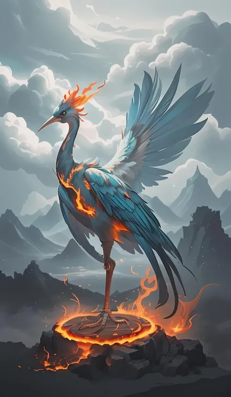 high quality, solo, a [bird|girl], single leg, (fire:1.2), white beak, cyan feather,<lora:BiFangBird:0.9>,close up,oriental architecture,eastern garden,cloudy and smoke,zhongfenghua<lora:zhongfenghuaxiyou:0.1>,abstract dream, space, intricate, grand scale, alone, cinematic film still, insane detail, sharp focus, depth of field, realistic lighting, (realistic perspective), complex, (multiple subjects), 4k HDR,