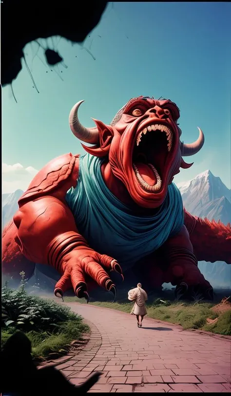 8k high quality, detailed, colorful analog photo, masterpiece, photorealistic, vibrant color film, masterclass, heavy (film grain), Fujicolor 400, Nikon F401,DUNGHUANG,DUNGHUANG BACKGROUND,MONSTER SHOUTING,open mouth,
<lora:add_detail:0.5> <lora:more_details:0.25> <lora:FantasyWorldV1:0.25>