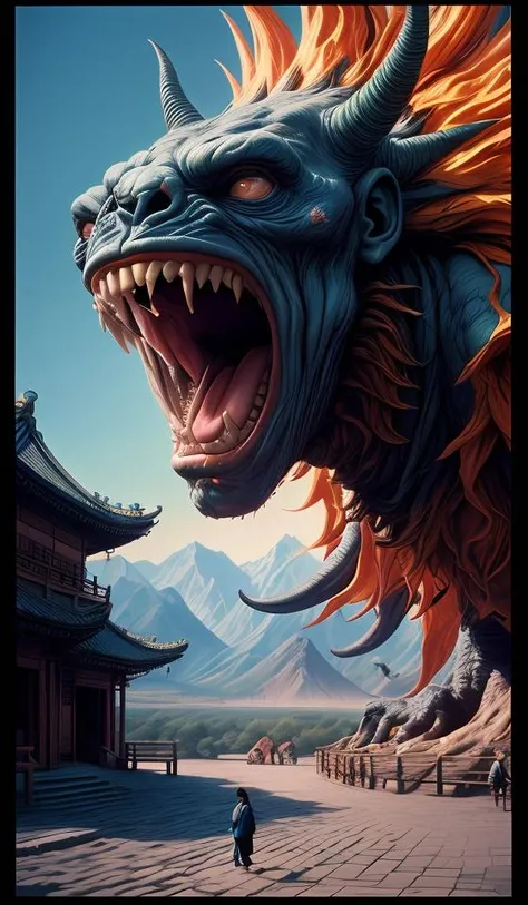 8k high quality, detailed, colorful analog photo, masterpiece, photorealistic, vibrant color film, masterclass, heavy (film grain), Fujicolor 400, Nikon F401,DUNGHUANG,DUNGHUANG BACKGROUND,MONSTER SHOUTING,open mouth,
<lora:add_detail:0.5> <lora:more_details:0.25> <lora:FantasyWorldV1:0.25>