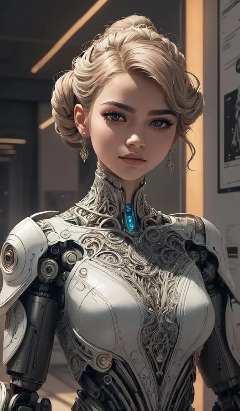 the portrait of an elegant, sophisticated, fashionable robotess idol, an ultrafine illustration of young half arab zendaya mix by kim jisu, intricate linework, neon wiring, fashion, porcelain skin, unreal engine 5 highly rendered, global illumination, radiant light, detailed and intricate environment, by rutkowski, artgerm, marvel comics