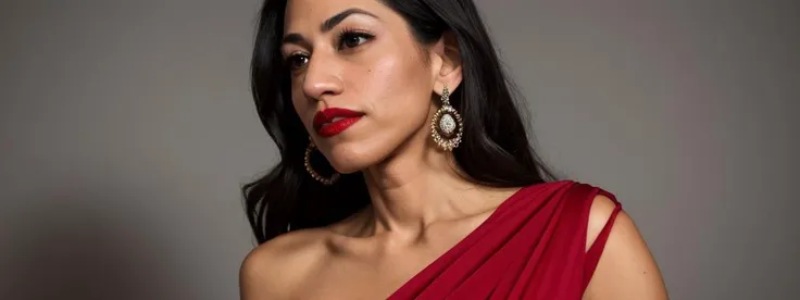 closeup photo of hum4, opulence and wealth, high society privilege, standing at attention,wearing an evening gown BREAK (to8contrast style), Close-up portrait,lips, 8k RAW photo, highest quality, looking at the camera, best shadow, intricate details, interior, , muted colors, high contrast style, intense, languid, tempting, sensual, seductive, longing, yearning, smitten, dark photography studio, minimal lighting, deep shadows, stark contrasts, dramatic highlights, red backdrop, natural pout, lusciousness, red lips, bold color, alluring, stunning,