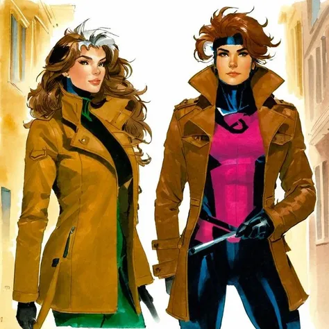 photo, young Rogue and Gambit are enjoying a shopping in a city, AND <lora:RogueSDXL:0.8>, Rogue, Savage, Classic, Southern Belle, Superhero, Xtreme, jacket, sugar bag, toned body, medium breasts, airy wavy hair, exquisitely pretty face, clear wide eyes, long nose, archaic smile, AND <lora:GambitSDXL:0.8>, Gambit, Le Diablo Blanc, Remy Lebeau, coat, tobacco,
