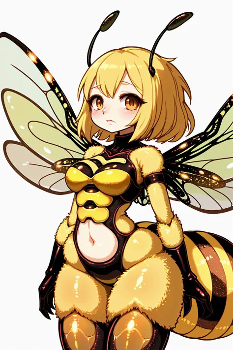 score_9,score_8_up, solo, wasp queen, wasp body, female, spider girl, nude, big large breasts, black arachnid taur, 8 spider black legs, yellow and black large antenna, bald, arthropod girl, insect wings, wasp thorax, wasp abdomen, thin body, wasp tail, yellow skin, yellow body, red-eyes ,night sky, post-apocalypse, crumbling city on background, late night, moon, dark alleyway, unimpressed, low angle, looking at the viewer,