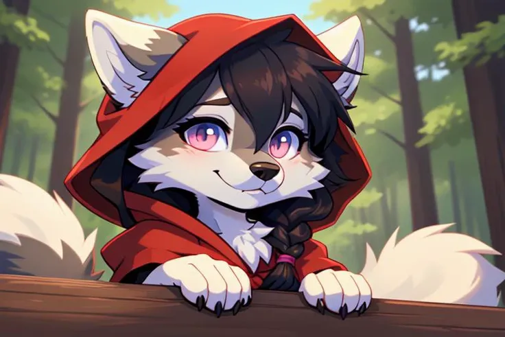 1girl, wolf_girl, little_red_riding_hood, boopable_snoot,