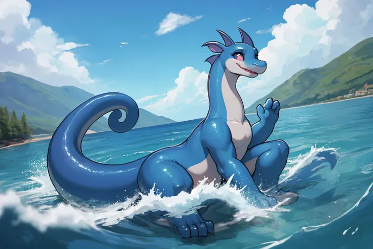 (Anthro furry girl), (blue tiger shark girl), beach, nude, Yuri, purple colored skin, deep blue colored skin, pink colored hair, blue colored hair, purple colored hair, dominant expression, shark ears, aquatic ears, shark face, shark tail, blue colored shark nose, long blue hair, big breasts, futa, futanari, futa, (gigantic long blue colored penis), blue colored nipples, tiger stripes, (super glossy skin), clear latex skin, standing, stretching arms behind head