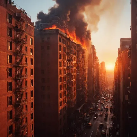 cinematic film still of <lora:Fine art photography style:1>
Juxtaposition of a city is engulfed by a huge cinematic fire,a scene from end of days,Armageddon,outdoors,sky,no humans,building,scenery,sunset,city,cityscape,skyscraper,orange theme Juxtaposition,artistic,photography,dramatic light,dramatic shadow light,contrast,saturated color,cinematic,filmic,photographic,realistic,realism,perfection,perfect,Juxtaposed,opposite,different things,side by side,syncretism,antithesis,Juxtaposition style,orange theme , creative, photorealism, hyperrealism, Fine art photography style, Fine art cinematic photography style, shallow depth of field, vignette, highly detailed, high budget, bokeh, cinemascope, moody, epic, gorgeous, film grain, grainy