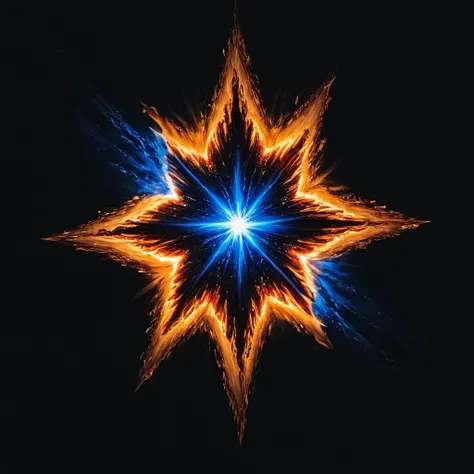 Horror-themed,  <lora:Fine art photography style:1>
Juxtaposition of two images of a blue and orange star colliding,Juxtaposition,artistic,photography,dramatic light,dramatic shadow light,contrast,saturated color,cinematic,filmic,photographic,realistic,realism,perfection,perfect,Juxtaposed,opposite,different things,side by side,syncretism,antithesis,Juxtaposition style,1girl,solo,glowing , creative, photorealism, hyperrealism, Fine art photography style, Fine art cinematic photography style, Eerie, unsettling, dark, spooky, suspenseful, grim, highly detailed
