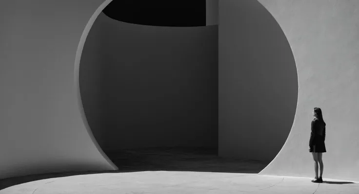 cinematic film still of <lora:Fine art photography style:1>
Juxtaposition of a person standing in a circular architecture walkway with a black and white photo,1girl,solo,monochrome,greyscale Juxtaposition,artistic,photography,dramatic light,dramatic shadow light,contrast,saturated color,cinematic,filmic,photographic,realistic,realism,perfection,perfect,Juxtaposed,opposite,different things,side by side,syncretism,antithesis,Juxtaposition style,greyscale , creative, photorealism, hyperrealism, Fine art photography style, Fine art cinematic photography style, shallow depth of field, vignette, highly detailed, high budget, bokeh, cinemascope, moody, epic, gorgeous, film grain, grainy