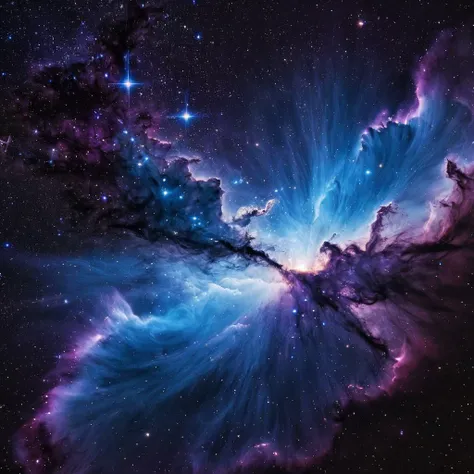 cinematic film still of  <lora:Fine art photography style:1>
Juxtaposition of a purple and blue nebula with stars in the background,Juxtaposition,artistic,photography,dramatic light,dramatic shadow light,contrast,saturated color,cinematic,filmic,photographic,realistic,realism,perfection,perfect,Juxtaposed,opposite,different things,side by side,syncretism,antithesis,Juxtaposition style,sky,no humans,star (sky),scenery,starry sky,electricity,space,energy , creative, photorealism, hyperrealism, Fine art photography style, Fine art cinematic photography style, shallow depth of field, vignette, highly detailed, high budget, bokeh, cinemascope, moody, epic, gorgeous, film grain, grainy