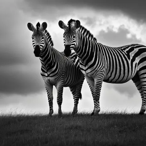 cinematic film still of <lora:Juxtaposition style:1>
Juxtaposition of two zebras standing next to each other on a cloudy day,monochrome,greyscale,striped,signature,grey background,no humans,animal,realistic,animal focus,tiger Juxtaposition, artistic, photography, dramatic light, dramatic shadow light, contrast, saturated color, cinematic, filmic, photographic, realistic, realism, perfection, perfect, Juxtaposed, opposite, different things, side by side, syncretism, antithesis, Juxtaposition style, shallow depth of field, vignette, highly detailed, high budget, bokeh, cinemascope, moody, epic, gorgeous, film grain, grainy