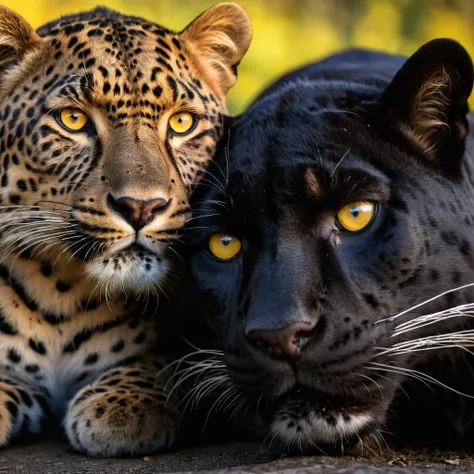 UHD, 4k, ultra detailed, cinematic, a photograph of <lora:Juxtaposition style:1>
Juxtaposition of a leopard and a black panther are laying together,looking at viewer,simple background,yellow eyes,no humans,animal,cat,black background,realistic,animal focus,whiskers,tiger Juxtaposition, artistic, photography, dramatic light, dramatic shadow light, contrast, saturated color, cinematic, filmic, photographic, realistic, realism, perfection, perfect, Juxtaposed, opposite, different things, side by side, syncretism, antithesis, Juxtaposition style, epic, beautiful lighting, inpsiring