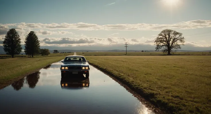 cinematic film still of <lora:Juxtaposition style:1>
Juxtaposition of a car is in a field with a large diamond,outdoors,sky,cloud,water,tree,no humans,ground vehicle,scenery,motor vehicle,reflection,car,road,power lines Juxtaposition, artistic, photography, dramatic light, dramatic shadow light, contrast, saturated color, cinematic, filmic, photographic, realistic, realism, perfection, perfect, Juxtaposed, opposite, different things, side by side, syncretism, antithesis, Juxtaposition style, shallow depth of field, vignette, highly detailed, high budget, bokeh, cinemascope, moody, epic, gorgeous, film grain, grainy