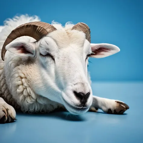 cinematic film still of <lora:Juxtaposition style:1>
Juxtaposition of a white sheep laying down on a blue surface,simple background,closed eyes,lying,no humans,animal,blue background,sleeping,animal focus Juxtaposition, artistic, photography, dramatic light, dramatic shadow light, contrast, saturated color, cinematic, filmic, photographic, realistic, realism, perfection, perfect, Juxtaposed, opposite, different things, side by side, syncretism, antithesis, Juxtaposition style, shallow depth of field, vignette, highly detailed, high budget, bokeh, cinemascope, moody, epic, gorgeous, film grain, grainy