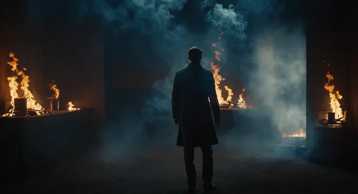 cinematic film still of <lora:Juxtaposition style:1>
Juxtaposition of a man standing in a dark room with a fire and smoke teleporting to another dimension world,no humans,fire,scenery,science fiction,burning Juxtaposition, artistic, photography, dramatic light, dramatic shadow light, contrast, saturated color, cinematic, filmic, photographic, realistic, realism, perfection, perfect, Juxtaposed, opposite, different things, side by side, syncretism, antithesis, Juxtaposition style, shallow depth of field, vignette, highly detailed, high budget, bokeh, cinemascope, moody, epic, gorgeous, film grain, grainy