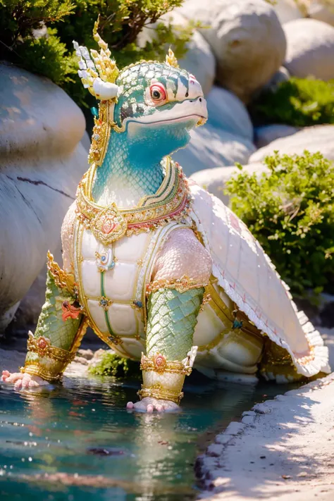 (best quality:1.4), (ultra highres:1.2), (photorealistic:1.4), (8k, RAW photo:1.2), very high detail, portrait shot, (himmapan style:1.8),( turtle:1.2), near river <lora:HimmapanV1:0.8>