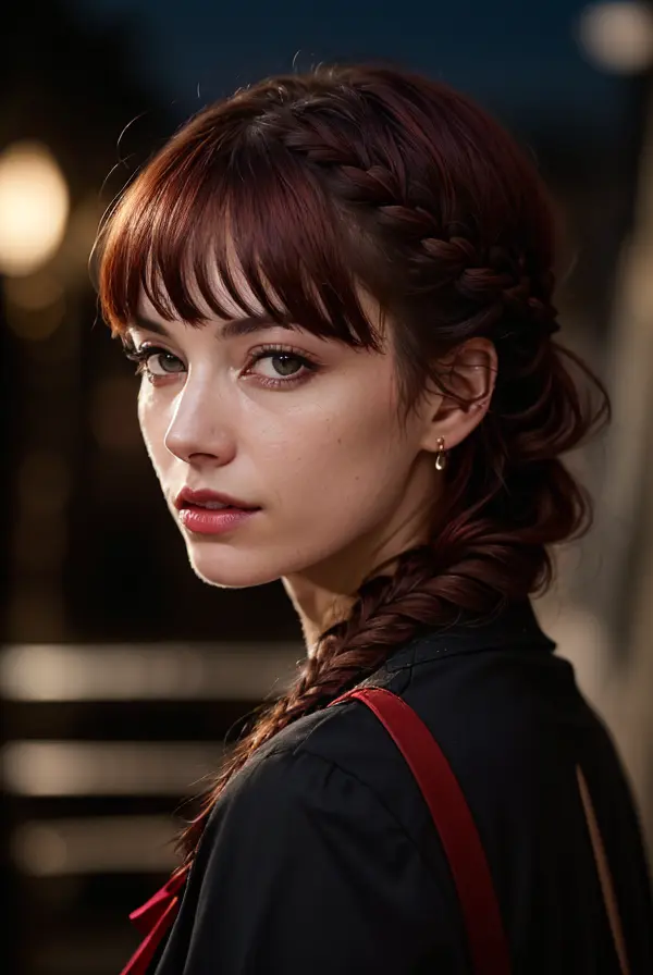 ansel adams,
Looking down,
(beautiful girl, make up), (Age 30),
(happy, red hair, waterfall braid, full bangs, Paris, France, night:1.2),
, Blu-ray, silhouette, Ruffled blouse with wide-leg cropped pants,
looking at viewer,
(RAW Photo, cg unity, photography, ultra realistic details, sharp focus, detailed skin,4k, high-res, masterpiece, best quality:1.1),
(realistic, photo-realistic:1.37)
(8k,4k, UHD, high resolution, professional, cinematic, movie, dramatic, noise), (detailed background:1.25), bokeh anamorphic depth of field blur background,