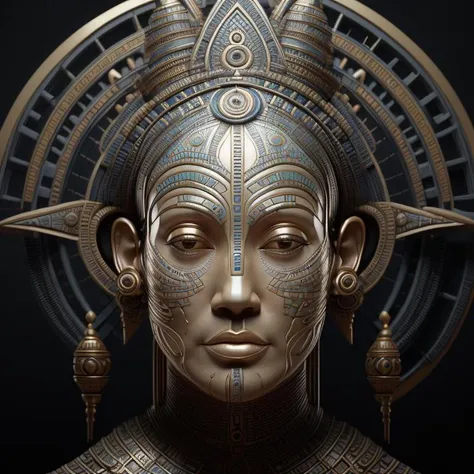 portrait of jennifer lopez, head, tribal, blue and gold, naki <lora:Naki:1.25>