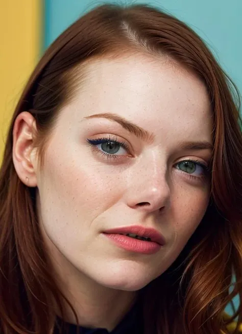 close up portrait of sks woman , by Flora Borsi, style by Flora Borsi, bold, bright colours, ((Flora Borsi)), by Tim Walker, <lora:lora-small-emma-stone-v1:1>