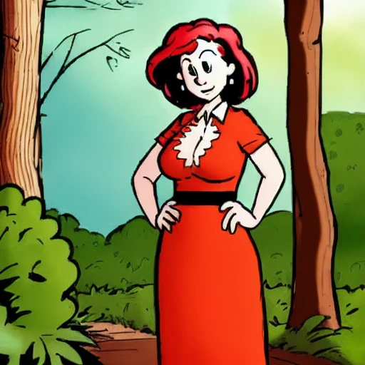 a cartoon woman, Christina Hendricks, art by <lora:CalvinandHobbes:0.8>