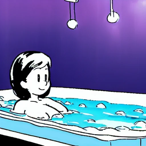 a cartoon beautiful woman in a bathtub,bubble bath, art by <lora:CalvinandHobbes:0.8>