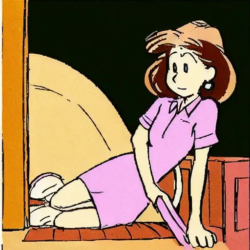 a cartoon Rita Wilson, art by <lora:CalvinandHobbes:0.8>