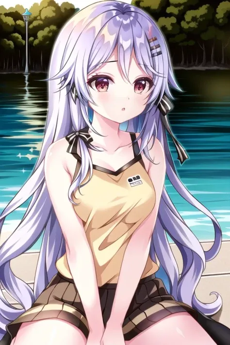(extremely detailed CG unity 8k wallpaper), (((best quality))),1 girl,sockes,yellow shirt,sitting on floor,lake in background
, <lora:lora_ensemble_27_hoshioto_alice-000010:0.85>