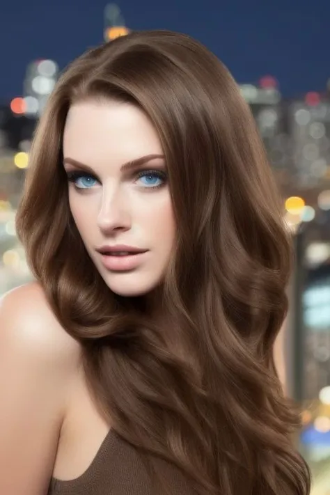 Close Up face , beautiful face, bare shoulder, background,building, city light , night time , ambience city light
Focuses on well-lit, flawless skin and often used in beauty and cosmetics advertisements. background bokeh
outdoor city scape lighting condition with high iso, film grain, high key, portrait, using a soft box , backlit, hair light, rim light , strip light on the model