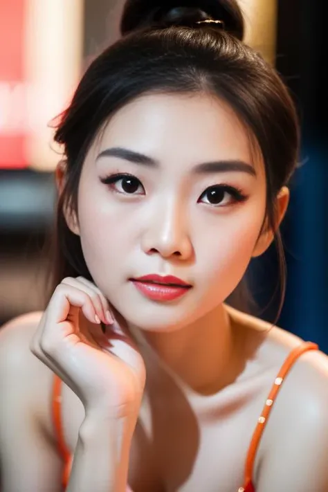 BEST AESTHETIC and BEST QUALITY and RAW Closeup photo of a beautiful Chinese idol