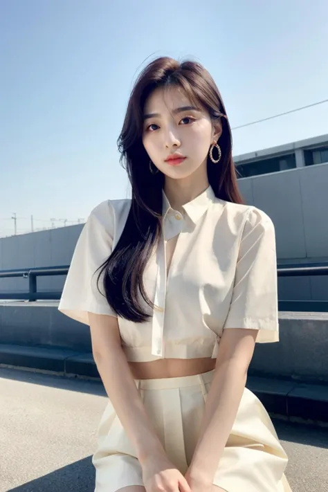 best quality and best aesthetic Photo of a Beautiful Korean kpop idol Woman, simple nostalgic, nice spring afternoon lighting, professional iphone photo