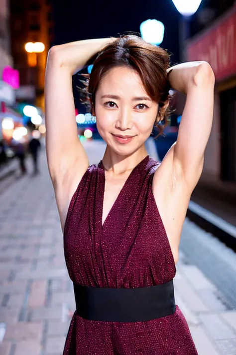 <lora:shinodayuu_v1:0.9>,flash photography,(a photo of a woman named shinodayuu:1), (face), solo, brown hair, dress, short hair,smile,(arms behind head),<lora:PornMaster-Amateur&DPO-FULL+sdsFILM_v5:0.2>,upper body,armpits
outdoors, night street background <lora:armpit hair pubic hair_V1:0.5>