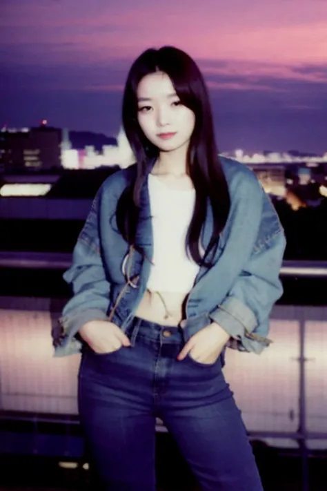 blurry,a beautiful korean idol,stylish outfit, fitted jeans, oversized jacket, fashionable accessories, (realistic detailed eyes, natural skin texture, confident expression), cityscape backdrop, rooftop or high-rise balcony,shallow depth of field, bokeh from city lights,blurred background
<lora:asianbabe_V6:0.5>, Polaroid SX-70,pornpolaroidphoto style,<lora:pornpolaroidphoto_V2:0.9>