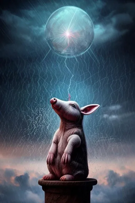 With a touch of surrealism, the Artistic Aardvark Annoys in a thought-provoking scene casting a spell raining chaos on the world, leaving the viewer in awe of its creative and interesting interpretation.