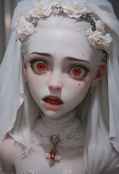((score_9, score_8_up, score_7_up)),
1girl, 
infestations, skin, young bride, white hair, red eyes, (scared skin), (pale skin:1.2)