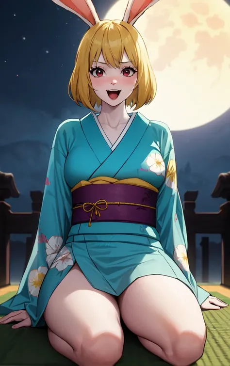 (masterpiece, best quality:1.4), insaneres, absurdres, solo, looking at viewer,BREAK
Kimono_Wano_Carrot_ownwaifu,
1girl, blonde hair, rabbit girl, furry female, short hair, rabbit tail, large breasts, rabbit ears, animal ears, collarbone, red eyes, white fur, animal nose, body fur, buck teeth, bangs, groin, white skin,
japanese clothes, kimono, obi, sash, floral print,
(sitting, full moon), graveyard, grave, tombstone, moonlight, <lora:ONEPIECE_Wano_Carrot_ownwaifu:0.8> , depth of field, solo,