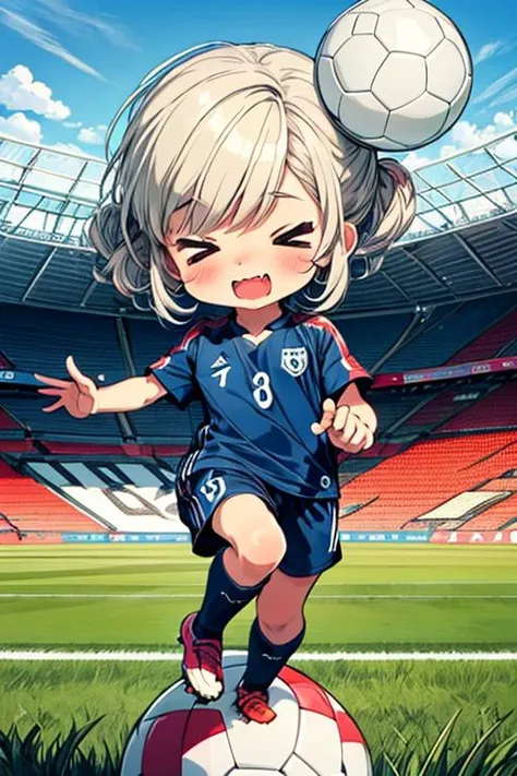 (At the soccer stadium, amidst a game being played by 11 soccer chibi, there is a prodigious girl skillfully dribbling through the field:1.2),
chibi, (> <:1.2),big laugh,
masterpiece, illustration, best quality, best aethetic
<lora:t3xtn:0.4> <lora:test2:1> <lora:nnchibi:0.5>