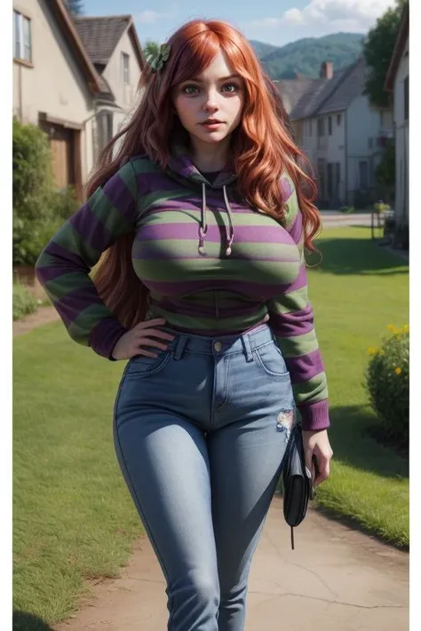 <lora:add_detail:1>, <lora:LowRA:0.1>,
<lora:4chan_vivianjames:0.7>,
(gigantic breasts:1.5),
(vivian james face:1.5),
(jeans, striped, hoodie:1.2),
(in a village:1.1),
(face laughing:0.9),
(portrait:1.0),
(best quality, detailed:1.0)
