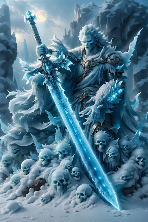 ral-glacial,<lora:ral-glacial:1>,
GLOWING WEAPON,<lora:Glowing_style_XL_0.1:0.75>,GLOWING SWORD,
Pieces of light rain fall,the brilliant sword light startles ghosts and gods,covering the sun,too gorgeous and dazzling,holy and flawless,like the light rain of flying immortals,