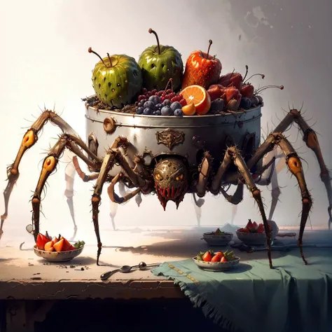 <lora:ArachnoPhobiaAI:.9> ArachnoPhobiaAI plate with fruits