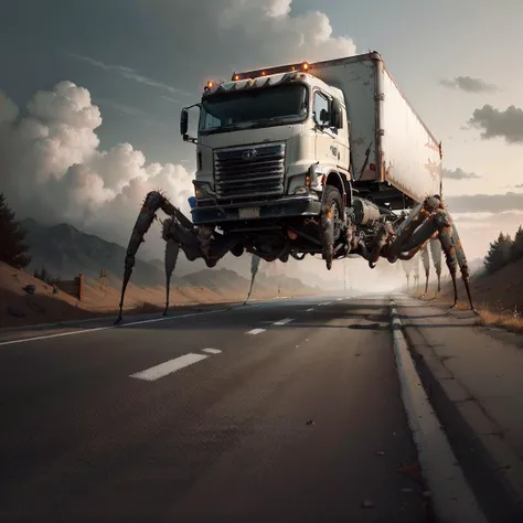 <lora:ArachnoPhobiaAI:.6> ArachnoPhobiaAI truck on road