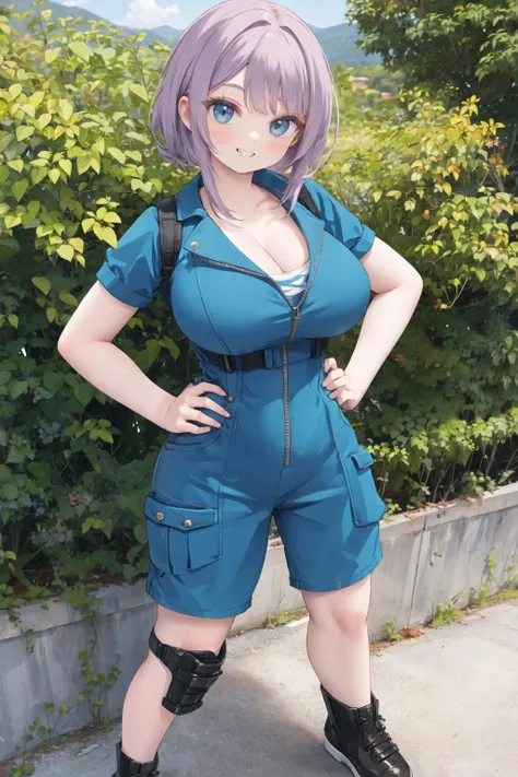 anime character in uniform posing on a city street corner, thicc, oppai cyberpunk, (nsfw) seductive anime girl, small curvy milf, female protagonist 👀 :8, top rated on pixiv, oppai, ami mizuno fanart, best anime 4k konachan wallpaper, at pixiv, popular on pixiv
