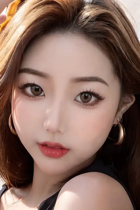 (masterpiece, best quality, beautiful quality, photorealistic, detailed lighting, extremely detailed skin, extremely detailed hair, shadows, 8k, a picture of a woman, pony tail, forehead, upper body, 1girl, fcPortrait:1.2), <lora:jieji-majicmixRealistic:0.8>