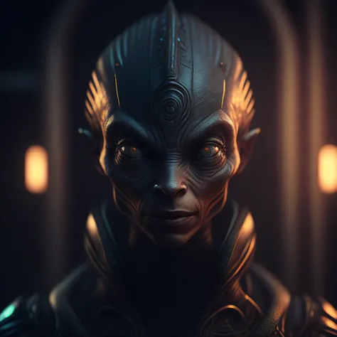 cinematic shot of  realistic close portrait of creepy scary alien , seamless, epic, cinematic, intricate detail, award winning, great lighting, shading, high quality, detailed <lora:pdalns:1>