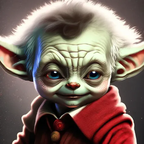 <lora:richVIP_SD2.1:1.05> realistic portrait of scary ( yoda:0.9) mix (pennywise:1.0), pdalns, blood, seamless, epic, cinematic, intricate detail, award winning, great lighting, shading, high quality, detailed