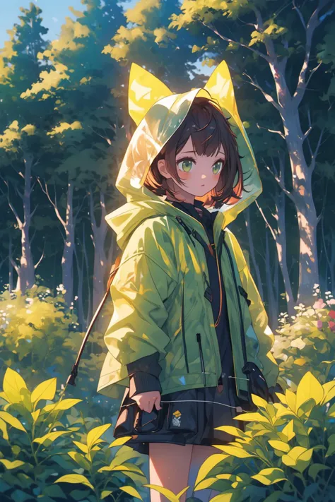 (best quality, masterpiece:1.2),1girl,sparkle,garden,a dense forest, <lora:backlighting(光照):0.7>,