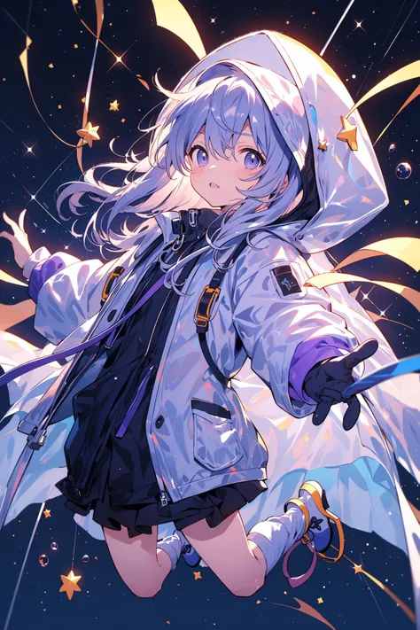 (best quality, masterpiece:1.2), <lora:backlighting(光照):0.6>,purple,jump up,space,