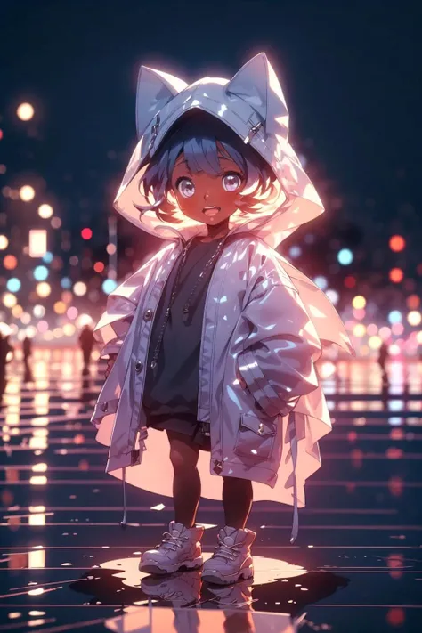 1girl,short hair,teeth,1girl, <lora:backlighting(光照):0.75>,colorful,in the city,liliana , (best quality, masterpiece:1.2), <lora:lilianaV3:1>