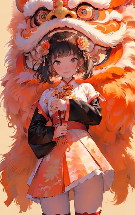 masterpiece,(best quality:1.3),
1girl,<lora:LionDanceV1:0.7>,lion_dance,Flowers,