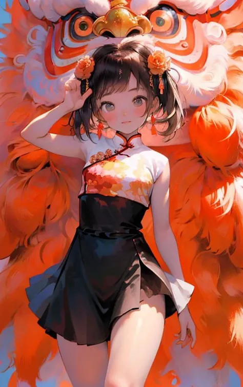 masterpiece,(best quality:1.3),
1girl,<lora:LionDanceV1:0.7>,lion_dance,Flowers,