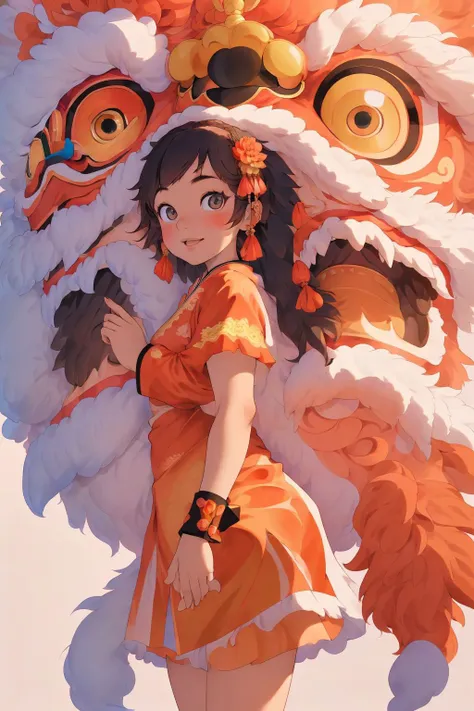 <lora:LionDanceV1:0.7>, lion_dance,looking at viewer,, (masterpiece, best quality, high quality, highres, ultra-detailed),